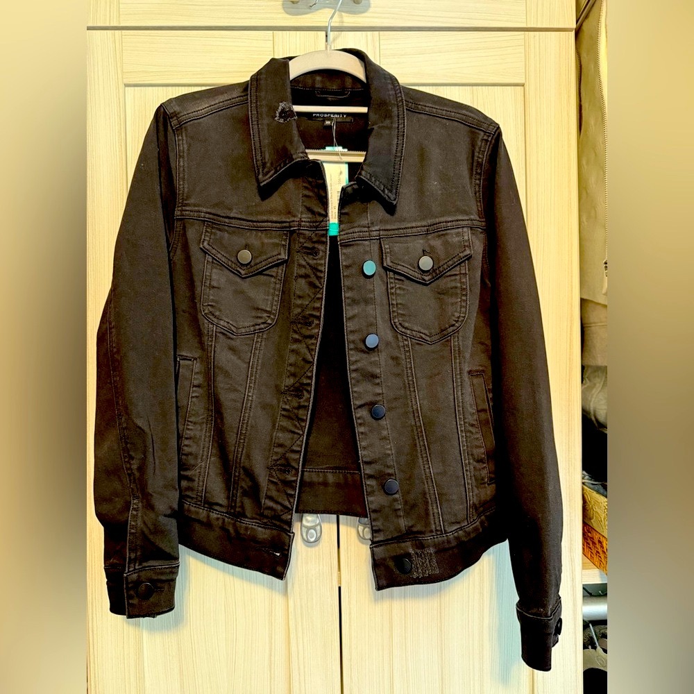 Prosperity Black Jean Jacket Classic Denim Style NWT. SIZE XS.